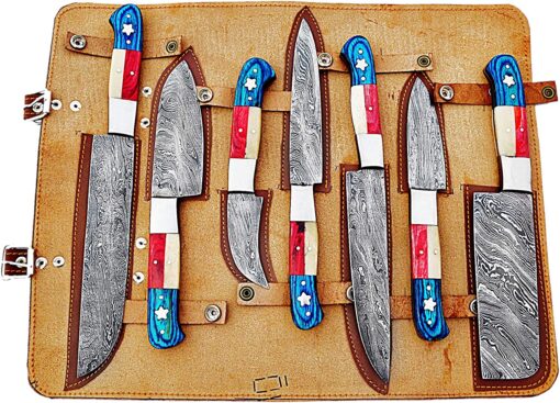 custom-handmade-damascus-kitchen-set