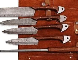 Handmade-Damascus-kitchen-BBQ-knives-set