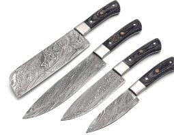 sharp-damascus-chef-knives Set / Kitchen-knives-4-pieces-set