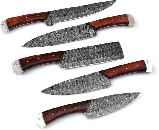 Damascus-Kitchen-Chef-Knife-Set-5-Pieces-Blade